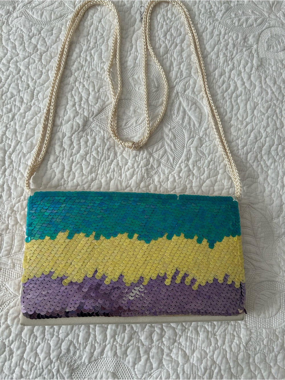 Timmy Woods Teal, Yellow & Lavender Sequin Shoulder Bag